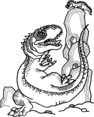 hand drawn vector illustration of a dinosaur