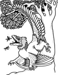 hand drawn vector illustration of a dinosaur