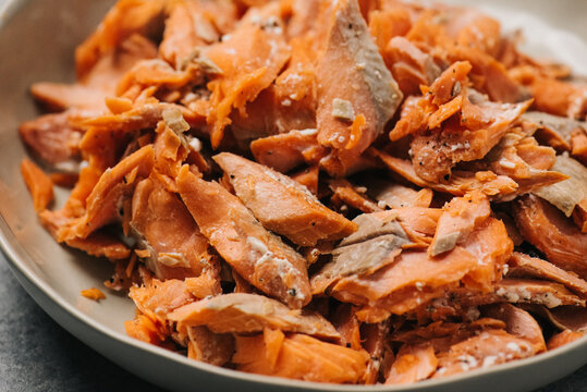 Cooked shredded salmon