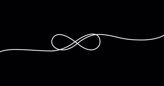 Animation of the infinity symbol drawn with one line. Repetitions or unlimited cycling. Alpha channel. 4K
