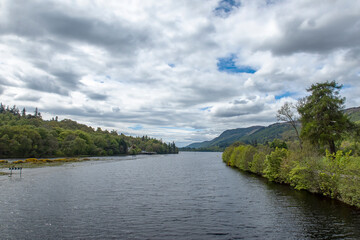 Fototapeta na wymiar The Caledonian Canal between Inverness and Loch Ness in the Scottish Highlands, UK