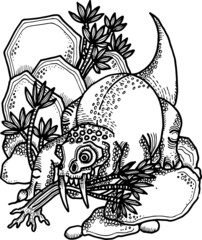 hand drawn vector illustration of dinosaur.