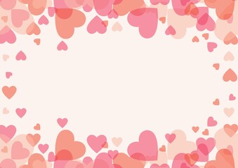 Composition of frame formed with hearts with copy space on cream background