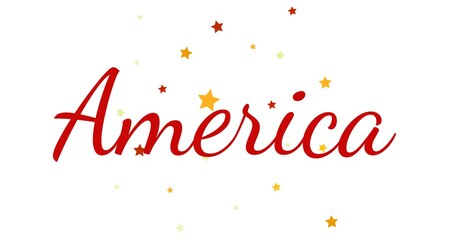 Digitally generated image of america text against multiple stars on white background