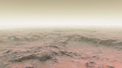 beautiful view from an exoplanet, a view from an alien planet, a computer-generated surface, a fantastic view of an unknown world, a fantasy world 3D render