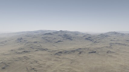beautiful view from an exoplanet, a view from an alien planet, a computer-generated surface, a fantastic view of an unknown world, a fantasy world 3D render