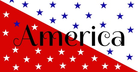 Digitally generated image of america text against multiple stars on white and red background