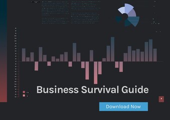 Composition of business survival guide and download now text, with graph on black