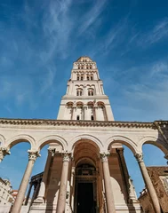 Deurstickers Low angle view of St.Domnius Cathedral and part of Diocletian's palace in Split Croatia. © Marko Klarić/Wirestock