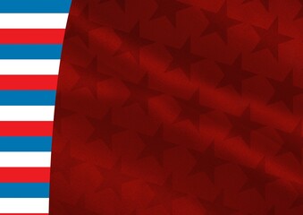 Fototapeta premium Composition of red stars with red, white and blue american flag stripes in background