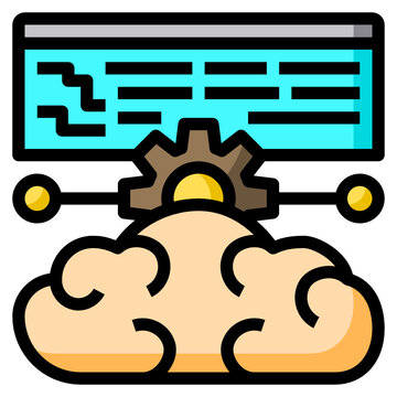 brain processing data on computer screen clip art preview