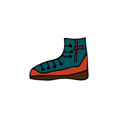 Colorful doodle camping boots illustration in vector. Colorful camping boots icon in vector.