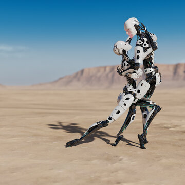 Dancing robots in desert