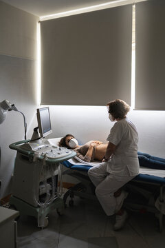 Pregnant woman Ultrasound Obstetrician. Ecography