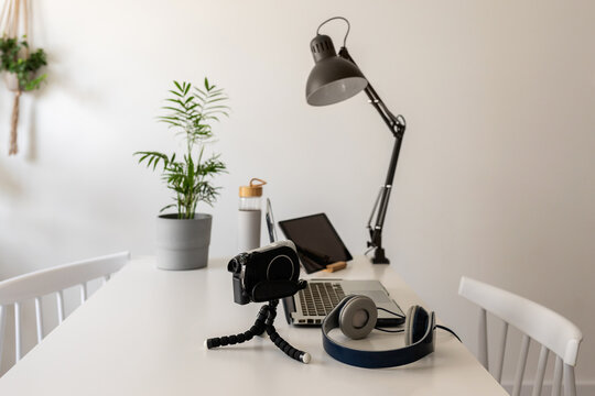 home office with electronic devices