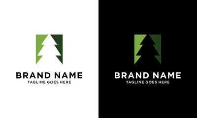 Pine Tree Logo Design Template. Vector Illustration.