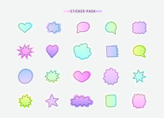Vector set of different colorful stickers, speech bubbles, template banners, labels. Design elements, blanks, emblems. 