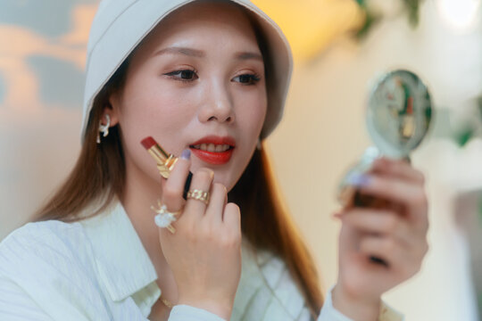 portrait of fashion Asian beautiful woman makeup