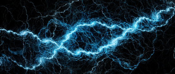 Blue glowing dual lightning banner