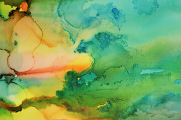 Abstract watercolor and alcohol ink flow blot painting. Art Color canvas marble texture horizontal background.