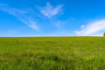 Obraz premium Hill with green grass and nice blue sky 