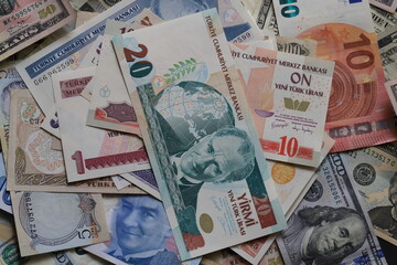 Fototapeta na wymiar Paper money of various countries