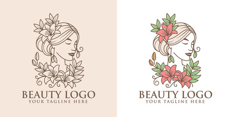 set woman beauty logo template