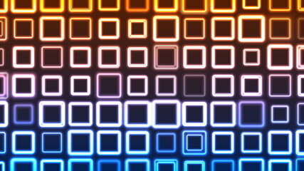 Bright flicker of neon geometric squares background