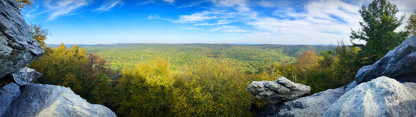 Panoramic Autumn Overlook at Chimney Rocks Michaux State Forest Appalachian Trail Near Waynesboro...