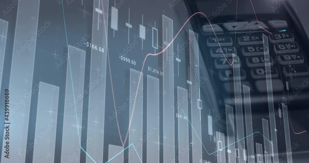 Poster animation of statistics and data processing over paying terminal