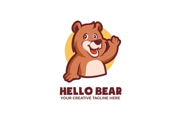 Happy Brow Bear Cartoon Mascot Logo Template
