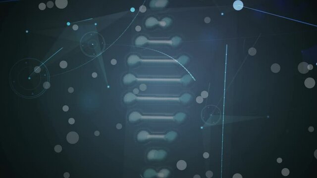 Animation of dna strand spinning with network of connections
