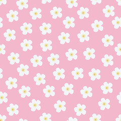 White watercolor flower on pink repeat seamless background pattern design