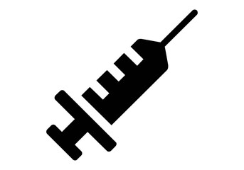 Icono de vacuna, inyección, jeringa o jeringuilla en negro sobre fondo blanco