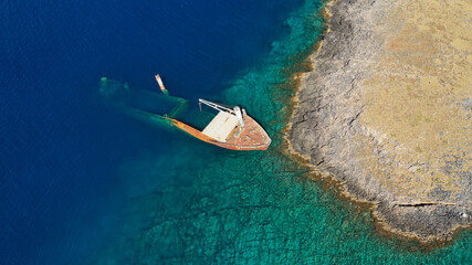 Aerial drone photo of famous shipwreck of 