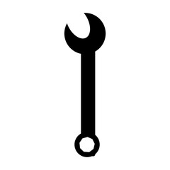 A spanner in the form of a silhouette on a white background for use in web design or clipart