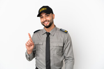 Young arab man isolated on white background showing and lifting a finger in sign of the best