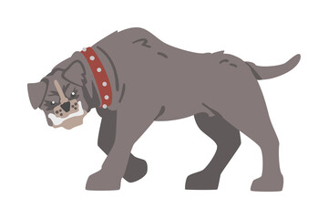 Side View of Furious Aggressive Pedigree Dog Baring its Teeth Vector Illustration