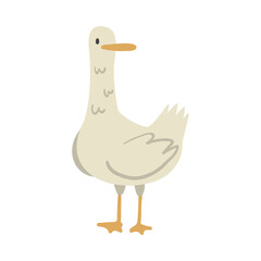 Cute Goose Farm Bird, Poultry Breeding Concept Cartoon Vector Illustration