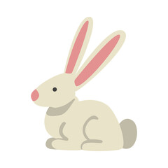 Cute White Rabbit Farm Animal, Livestock Cartoon Vector Illustration