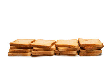 Delicious bread slices isolated on a white background.