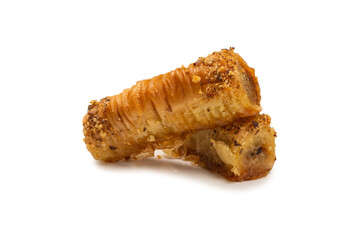 Delicious sweet baklava isolated on white background.