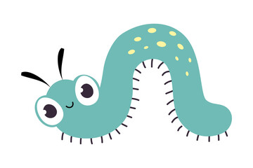 Cute Funny Caterpillar Insect, Lovely Colorful Creature Cartoon Vector Illustration