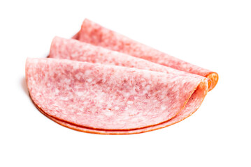 Sliced smoked salami.