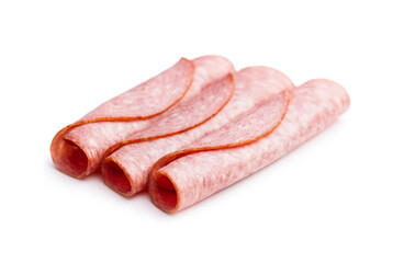 Sliced smoked salami.