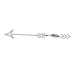 Vector illustration arrow. Boho style. Minimalistic logo design, abstract symbol