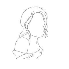 Vector illustration portrait woman . Boho style, Line art logo, Minimalistic symbol