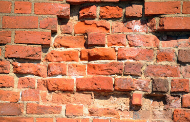 Old brick wall in old part of town in Warsaw.