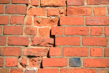 Old brick wall in old part of town in Warsaw.