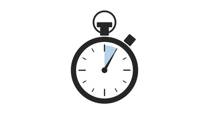 Stopwatch, a timer ticking on a white background. Loop real-time motion graphic, 60 seconds (1 minute)